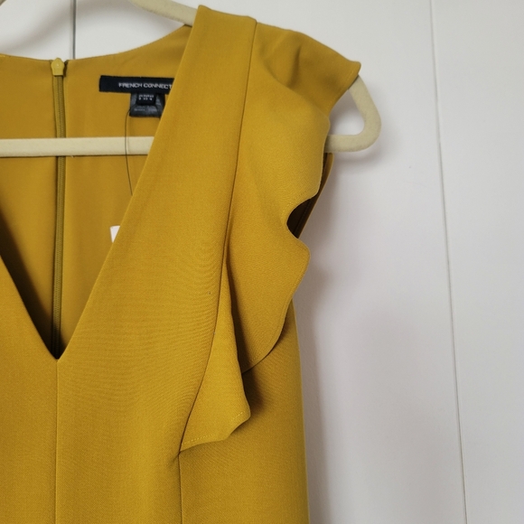 NWT French Connection Yellow Whisper V-neck Ruffled A-Line Mini Dress Size 4 - Picture 8 of 13